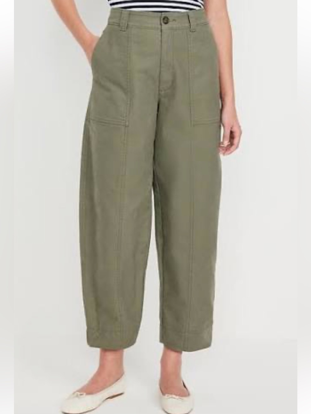 Old Navy High-Rise Canvas Barrel Leg Pant